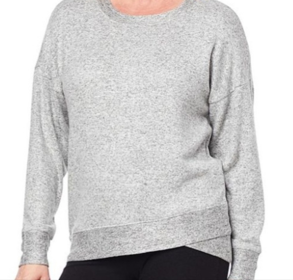 Skinnygirl Mouj Knit Reversed Trim Sweatshirt - Gray Melange - Size 3X